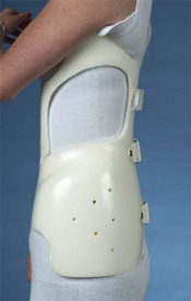 Side-view of patient in a Boston brace.